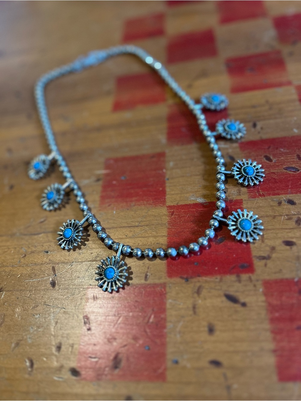 Turquoise-Toned Sunburst Bead Necklace - Women's Jewelry